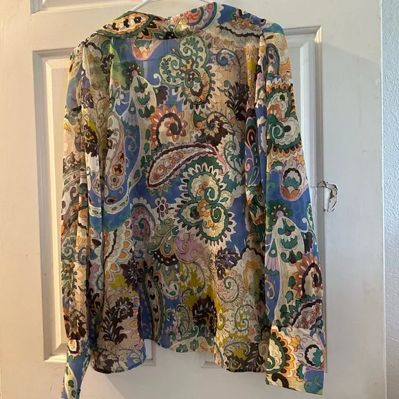 Zara Multicolor Paisley Button-Up Blouse - Picture 2 of 2
